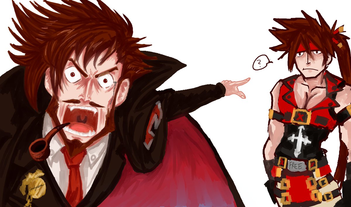 TheHaxDev's tweet photo. Day 28 of drawing Xrd Sol until his outfit is added to Strive.
Slayer came out today, and he is fun! So I painted this older sketch. My friend asked for a transparent version, so I'll put that down below.
Main on Main violence (Strive v Xrd)
#ggst
#guiltygearSlayer https://t.co/YSJcJm8BWG