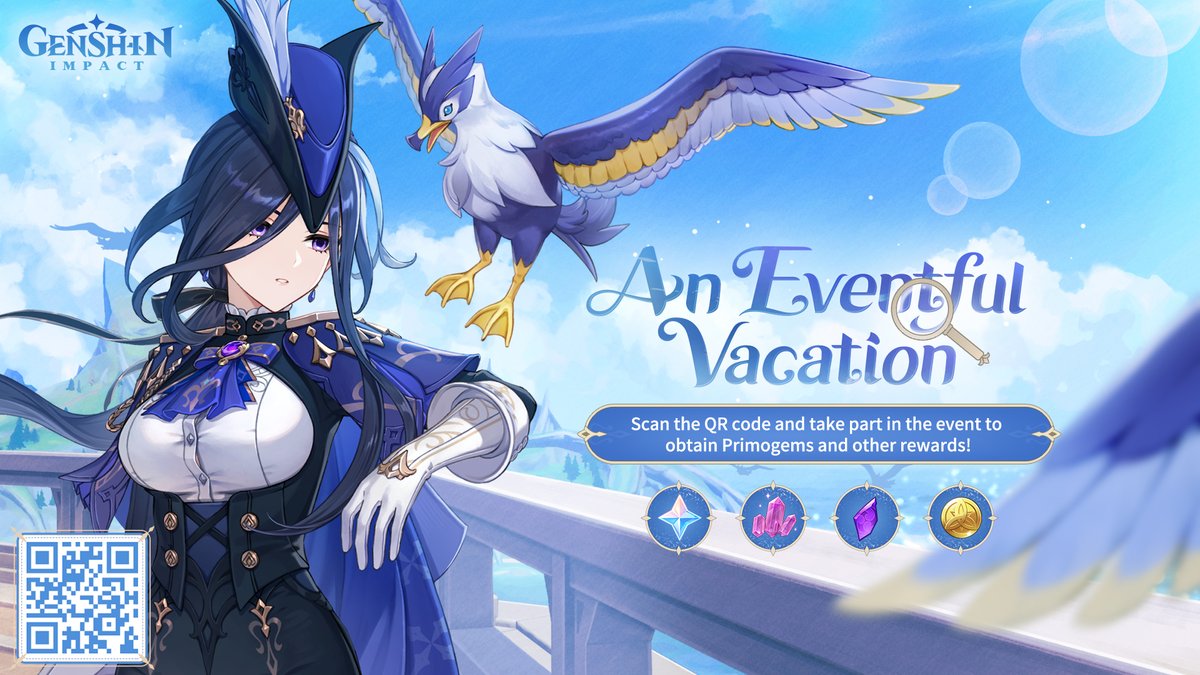 GenshinImpact's tweet photo. An Eventful Vacation — The Web Event for Genshin Impact's new character: #Clorinde is now available.

Click to Take Part in Event: https://t.co/Wg4StfMHzX

〓Event Duration〓
May 31, 2024 12:00 – June 6, 2024 23:59 (UTC+8)

#GenshinImpact4ꓸ7 #GenshinImpact https://t.co/DplojHP66A