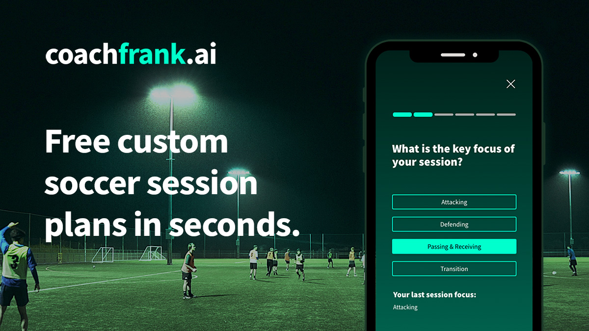 More great feedback from coaches using our new AI-powered session planning app, coachfrank.ai

"Great session structure and timings, Coach Frank gave me some great ideas!" 

"The sessions are quick and easy to follow. Love it."