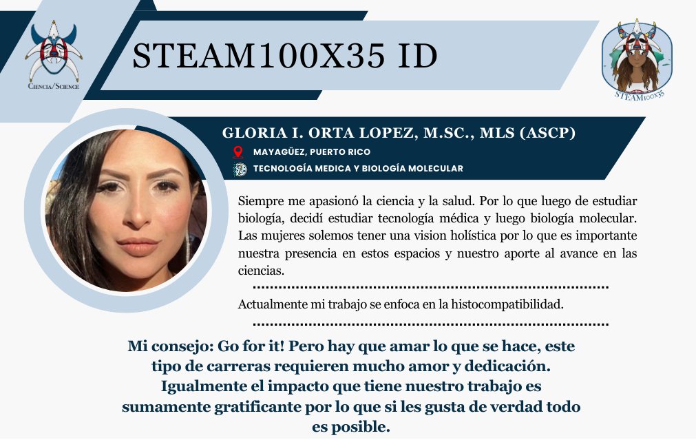 Hoy, el último jueves de Mayo queremos resaltar a Gloria I. Orta Lopez, quien nos dice: “Go for it! ...El impacto que tiene nuestro trabajo es sumamente gratificante por lo que si nos gusta de verdad todo es posible.” 🎉🇵🇷💪🏽#PRWomenInSTEAM