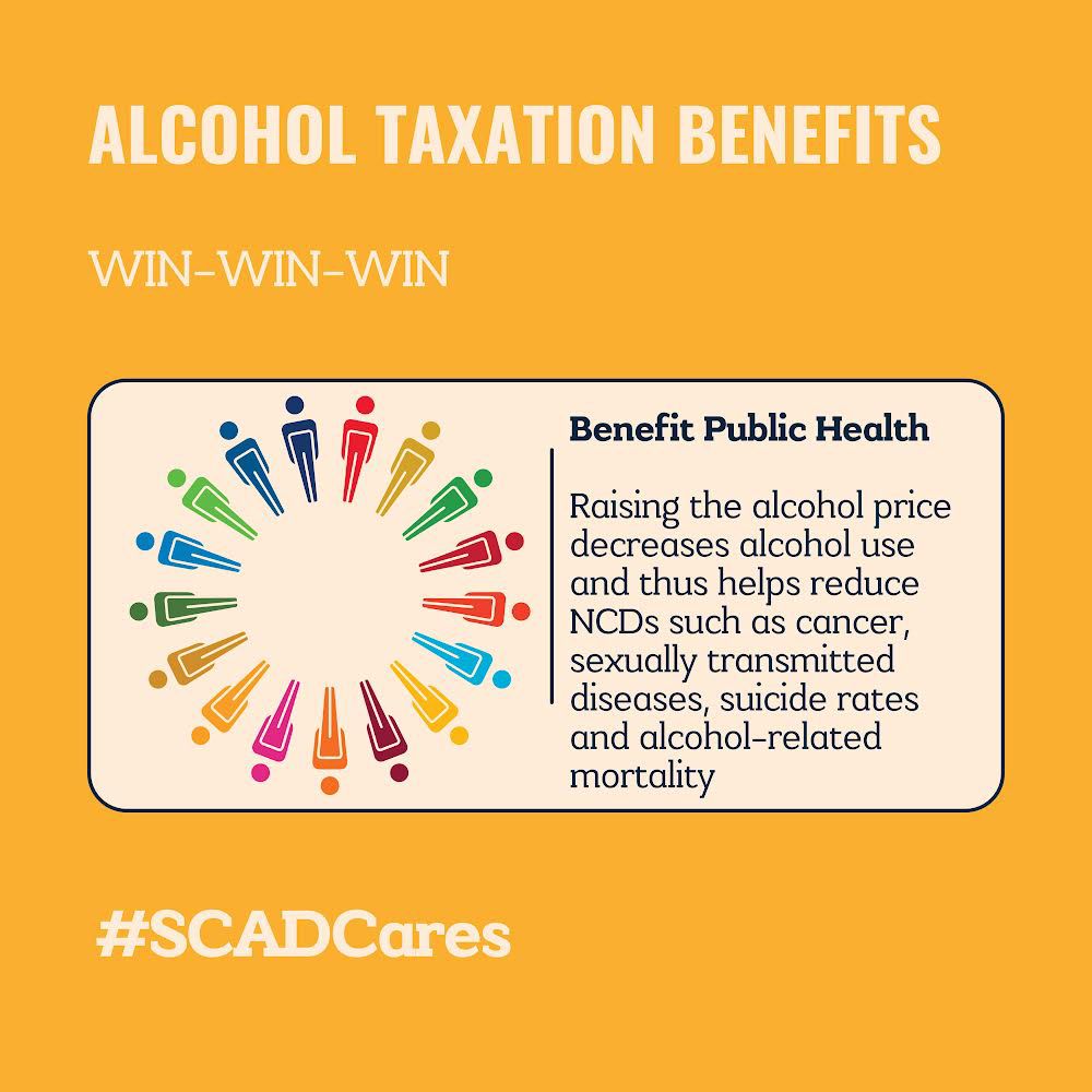 Higher alcohol taxes can save lives by reducing consumption and alcohol-related harms. Raising alcohol prices will decrease it's use and and NCDs such as cancer, STDS, Suicide rates and alcohol related mortality. 
Alcohol Tax KE  
#AlcoholTaxSavesLives #SCADCares @WilliamsRuto