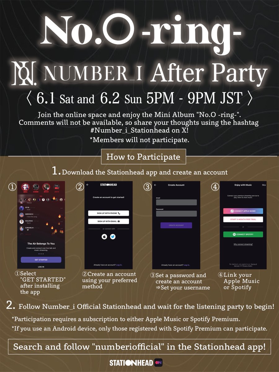number_i_offic's tweet photo. Mini Album "No.O -ring-"
Stationhead After Party🎉

🗓️June 1, 5pm - 9pm JST
     June 2, 5pm - 9pm JST

Comments will not be available, so share your thoughts using the hashtag #Number_i_Stationhead on X!

#Number_i #Numbering https://t.co/Uo0eei6u6x