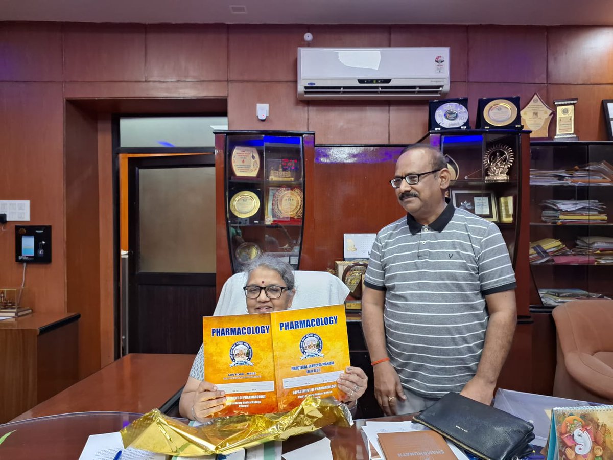 #MeUP@MLNMC: As per Competency Based Medical Education  curriculum (CBME) for Indian medical graduates ,a Pharmacology manual and Log book  authored by Prof Rakesh Chandra Chaurasia,Head ,Pharmacology has been released by Prof Vatsala Misra, Principal, MLNMC Prayagraj .