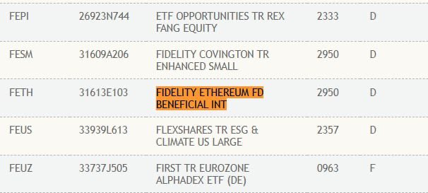 The Spot $ETH ETF is now listed on DTCC under the $FETH ticker!

This is making me feel so bullish 🚀