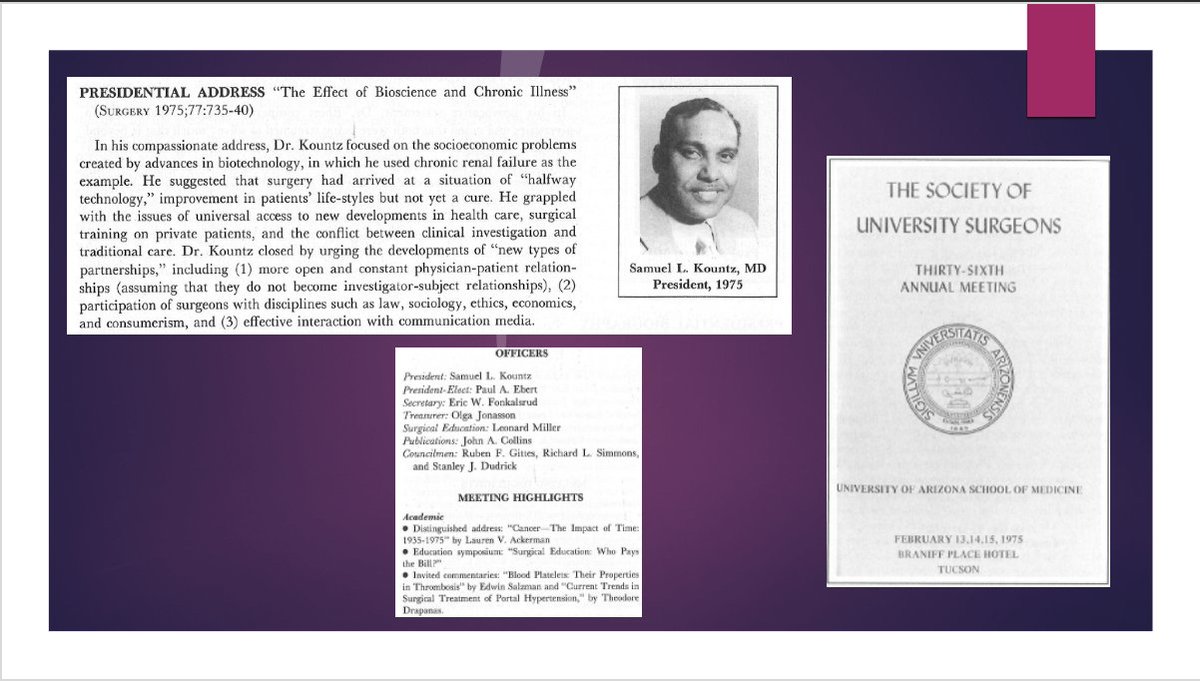 On the eve of our SUS Executive Committee retreat in Salt Lake City, we honor one of the most enigmatic, trail-blazing leaders in this weekend's #SUSPrezSaturday post, Dr. Samuel Lee Kountz Jr, the 35th @UnivSurg President and 1st African-American SUS President. A brilliant