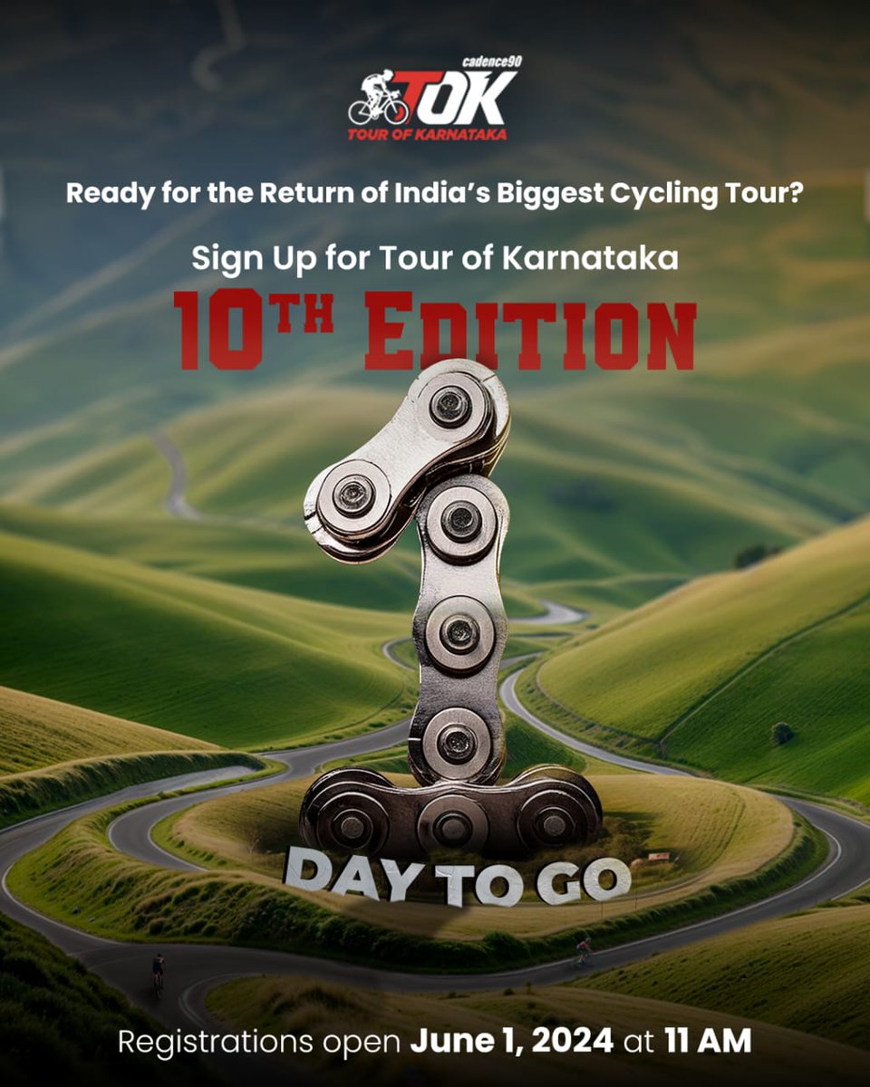 Join us and make this milestone edition a memorable one. Saddle up and let’s ride into the history books! Get your bikes ready, and your spirits high, and prepare for #IndiasBiggestCyclingTour!
Here’s your chance to register. Registrations Open Tomorrow!
#TourOfKarnataka10 #TOK10