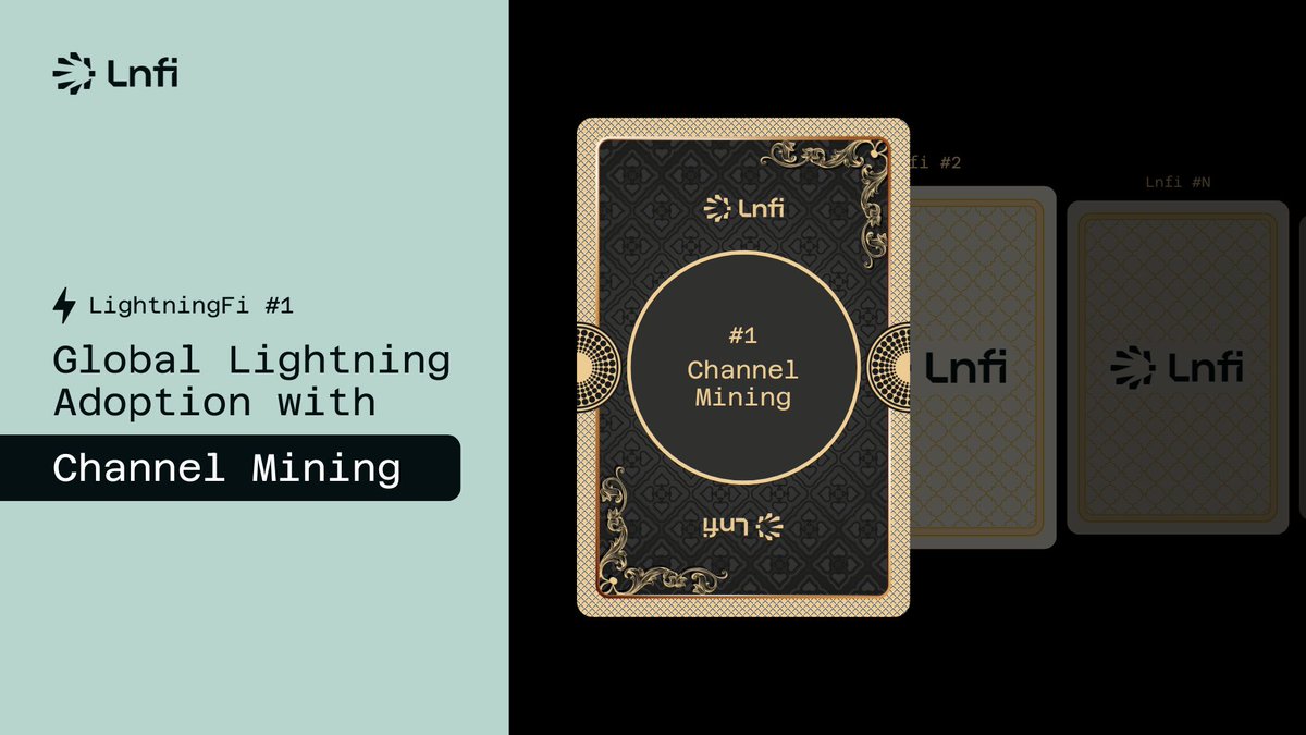 LnfiNetwork's tweet photo. 🚀 Introducing our first initiative of #LightningFi - Global Lightning Adoption with Channel Mining
⛏️Lnfi’s Channel Mining aims to incentivize users and reduce entry barriers by introducing tokenomics to the Lightning Network!
⚡️This makes owning a Lightning Node easy, and creating channels is sufficiently rewarding with positive flywheel as protocol revenue will be distributed to stakers.
Read more: https://t.co/3X7GPQD3oB