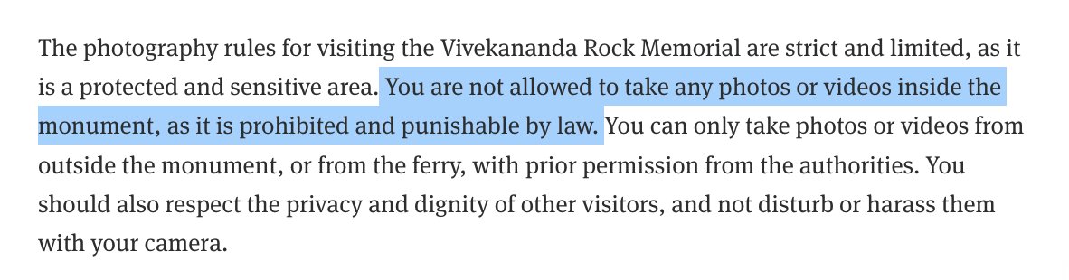 This is the first time you see the Meditation Hall photos inside the Vivekanand Memorial as photography here is not allowed and punishable by Law. But what is 'Camera-jeevi' without a camera?