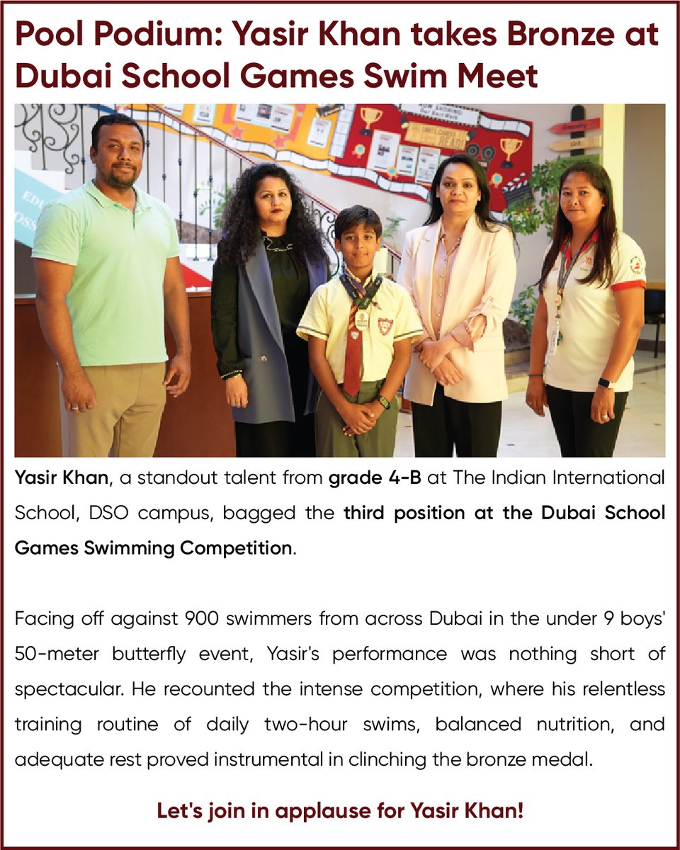 Pool Podium: Yasir Khan takes Bronze at Dubai School Games Swim Meet. #swimming #dubaischoolgames @KHDA @cbseindia29 @TeachersOfDubai