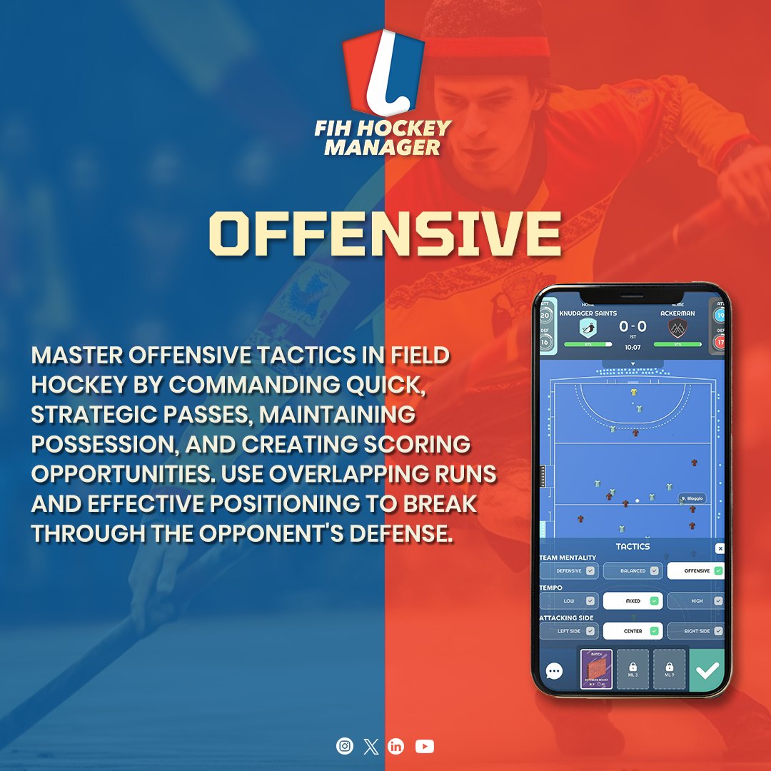 sportzoneclub's tweet image. Command your field hockey team with powerful Offensive tactics! Quick, strategic passes, smart positioning, and overlapping runs will break through any defense. Create scoring chances and dominate the game! 🏑🔥 #FieldHockey #TeamStrategy #OffenseMode #HockeySkills #GameOn 
🚀✨