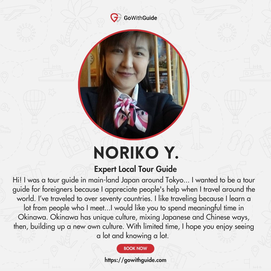 GoWithGuide's tweet image. It’s #friyay, and we’re exploring the historic island of #okinawa with Noriko Y. who shared her knowledge of Okinawa&apos;s World War 2 impact with traveler Lucas M.

Photo Credits: Lucas M. (traveler) &amp;amp; Noriko Y. (tour guide), check her out here! gowithguide.com/supplier/6629