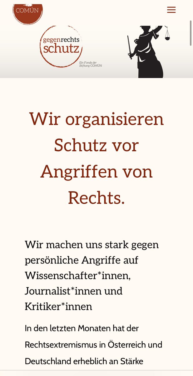 Nachdem mehrere Männer gerade versuchen das Projekt zu diffamieren möchte ich euch eine Sache vorstellen auf die ich sehr stolz bin: der Gegenrechtsschutz: comun.at/gegenrechtssch…
 Er hilft Menschen, die von rechts angegriffen werden und keine Institutionen hinter sich haben.