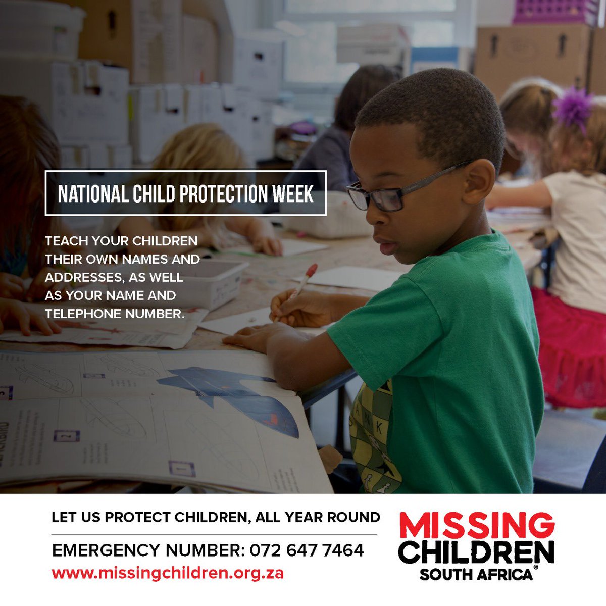 072MISSING's tweet image. #MissingChildrenSouthAfrica supports #NationalChildProtectionWeek!

Every child has the right to be protected from maltreatment, neglect, abuse or degradation. Children also have the right to be protected from exploitative labour practises.

Report child abuse, neglect and
