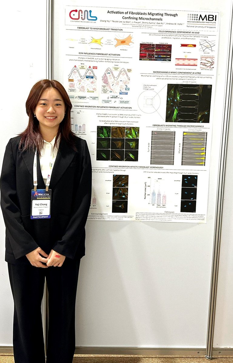 Congratulations to Yeji from @ConfinementLab  for the best poster award at the @2024Wbc. She is exploring the activation of fibroblasts as a function of confined migration.
You go girl !! - RH & MK
#Biomaterials  #WBC2024