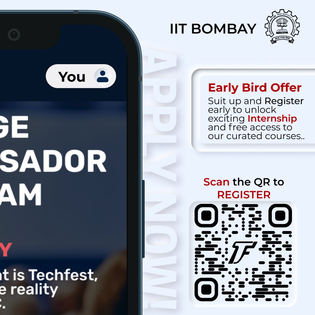 Ready to dive into a world of innovation, collaboration and endless possibilities?
Want to experience personal growth like never before with courses, certifications and internships from IIT Bombay and reputed companies ⚡️
Step into this Tech Revolution as Techfest IIT Bombay