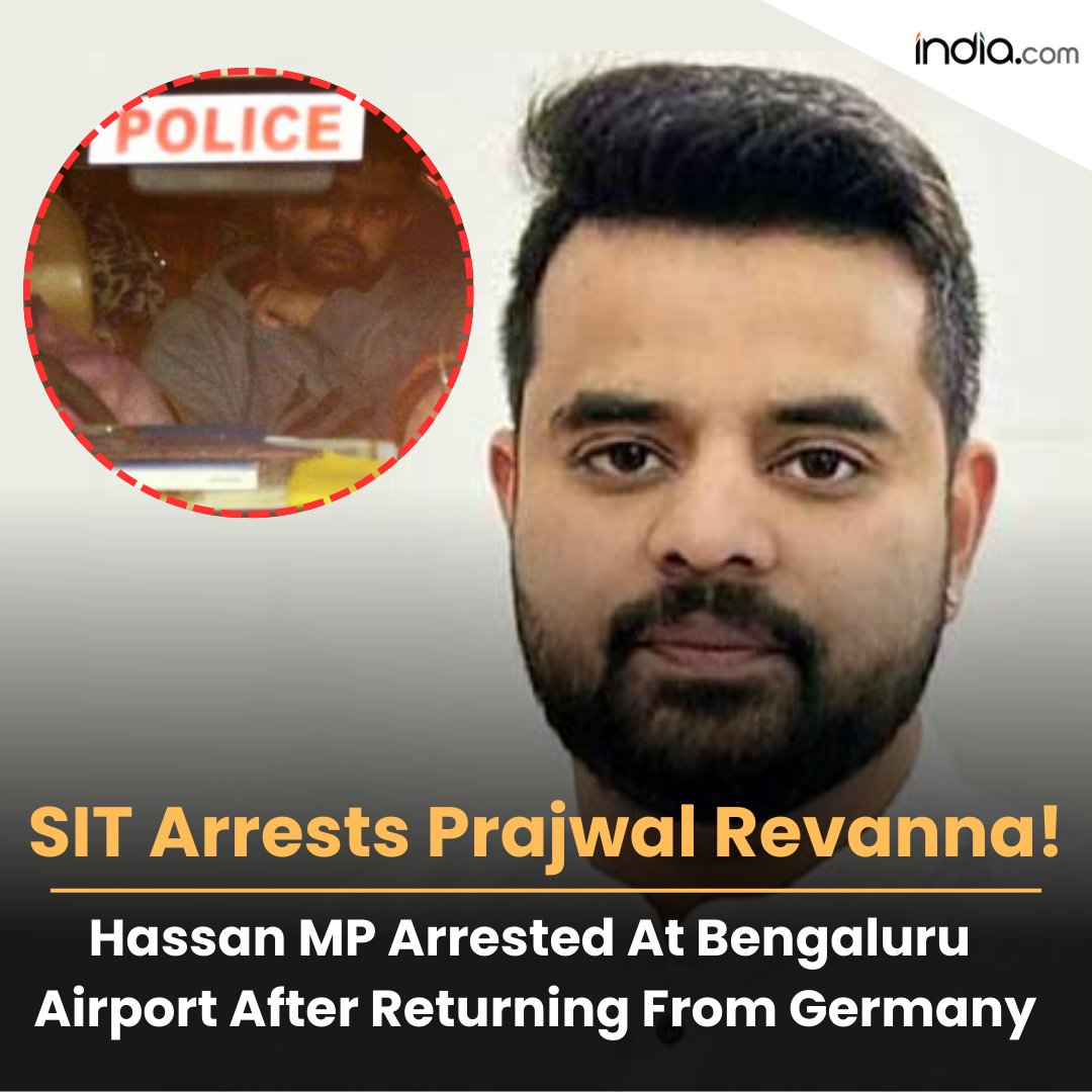Suspended Janata Dal (Secular) MP Prajwal Revanna, who is facing sexual abuse allegations, was arrested at Bengaluru airport after arriving from Munich, Germany.

#PrajwalRevanna #SexScandal #JDS #BJP #Bengaluru