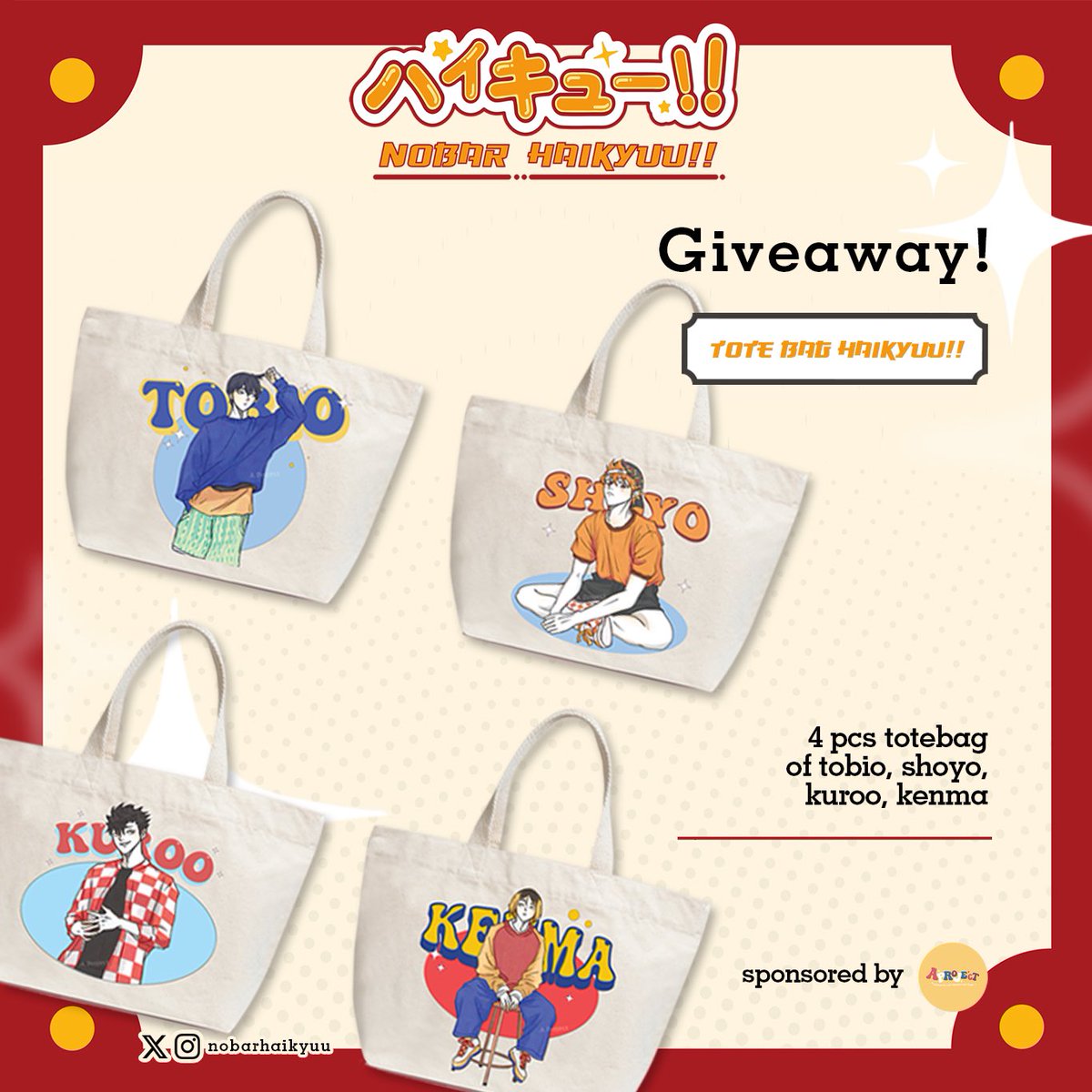 nobarhaikyuu's tweet photo. 🎁 GIVEAWAY BY OUR SPONSOR 🎁

Introducing our beloved sponsor @A__projectt and @bymoonrvr 🎉

Buat peserta nobar nanti, kalian punya kesempatan buat dapetin produk-produk keren ini lho

Tapiiiii bakalan ada quiz nya nih 😆 jadi siap-siap yaaaa buat jawab pertanyaanya nanti 🔥 https://t.co/oHwUGldedh