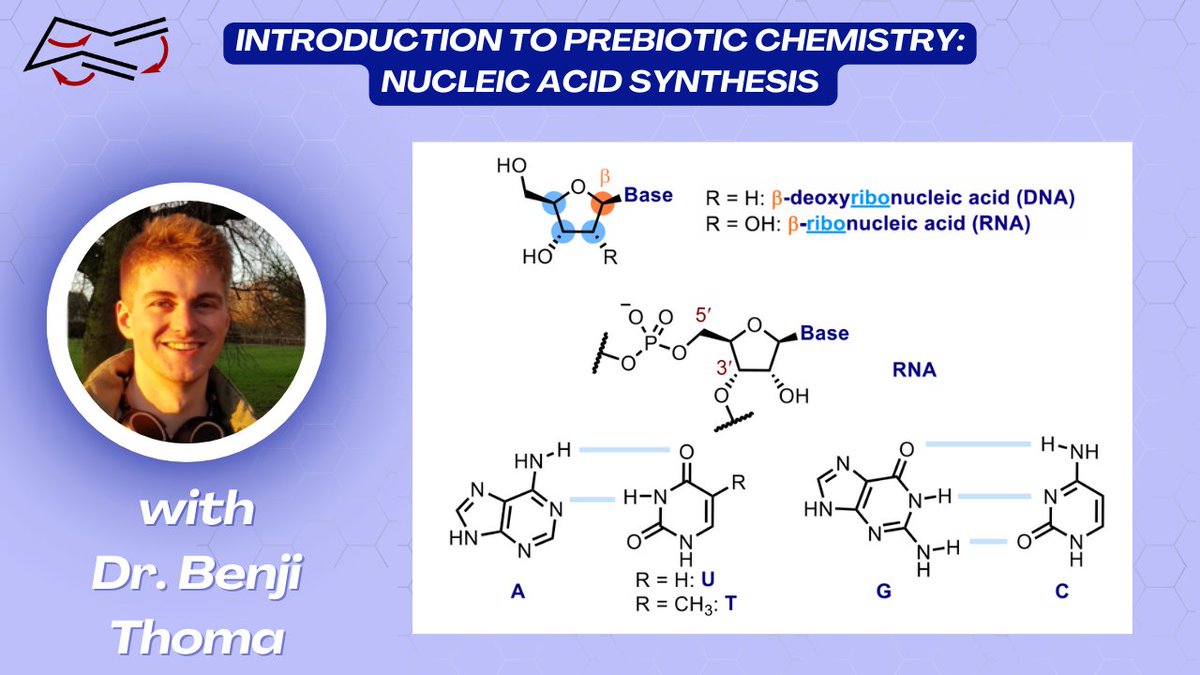 Have you ever been curious about prebiotic chemistry but didn't know where to start? Start here! Today our Resident Lecturer Dr. Benji Thoma joins us to give an Introduction to Prebiotic Chemistry, with a focus on nucleic acid synthesis!

youtu.be/Mi6ybPFtt7w