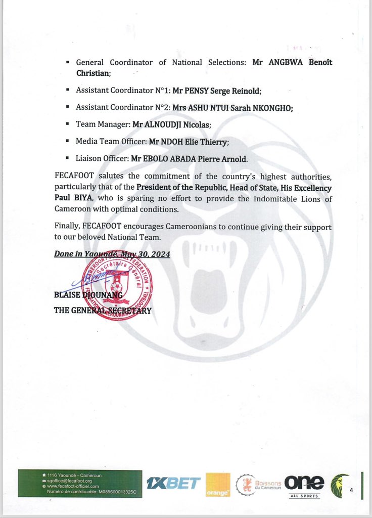 #URGENT #COMMUNIQUÉ #FECAFOOT #STARAFRIKMAG