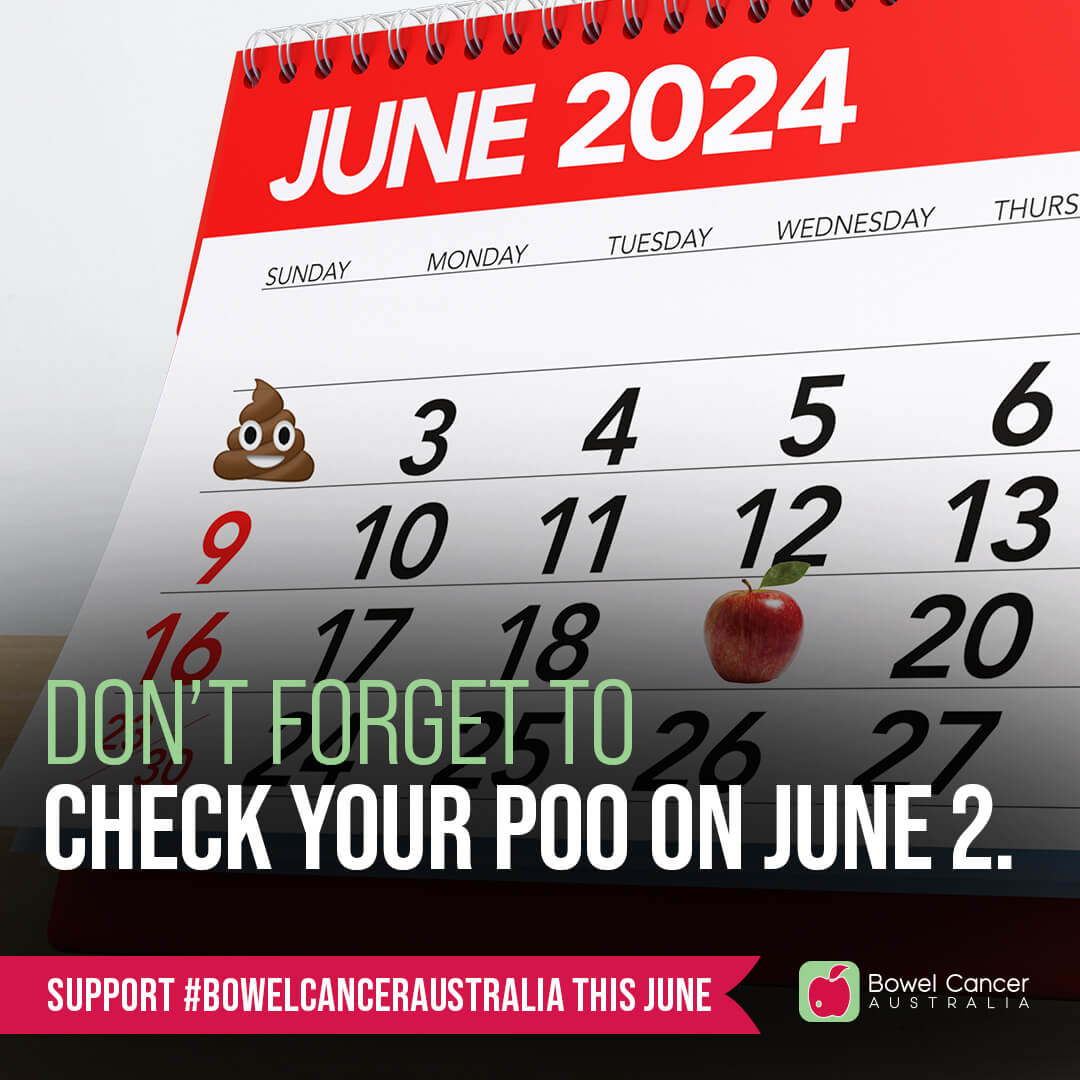 BowelCancerAust's tweet photo. Check your poo on June 2 and commit to prioritising your health. If you notice anything unusual, or if you have any of the B-O-W-E-L red flag symptoms, contact your GP or specialist immediately.

#BowelCancerAwarenessMonth
#BowelCancerSymptoms
#BowelCancerScreening https://t.co/xxVul6xJhf