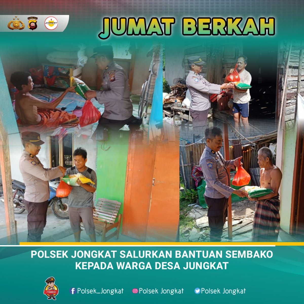 PJungkat's tweet photo. Kegiatan Jum'at Berkah Polsek Jongkat Salurkan Bantuan Berupa Sembako Kepada Warga Desa Jungkat Yang Kurang Mampu.

@divisihumaspolri
@Kalbarpresisi
@polresmempawah
@BagsumdaPolresMempawah
@sudarsonosik
.
.
#kapolresmempawah
#polresmempawah https://t.co/5oXdyUKiud