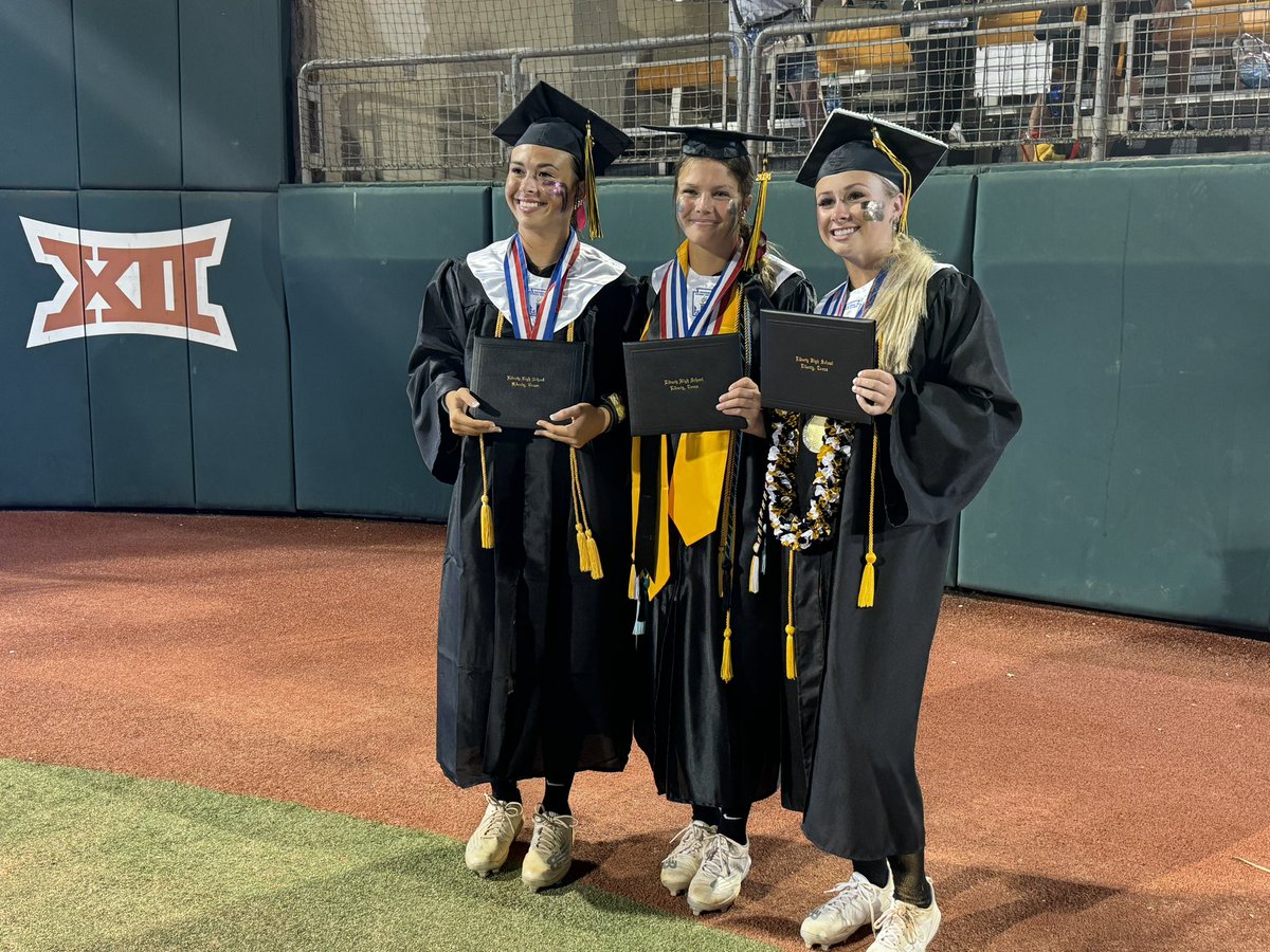 One of the coolest things they do at the state softball tournament is honor graduates who will miss their graduation. This is Liberty’s three seniors: Ashlyn Cordova, Hollie Thomas and Bailee Slack.