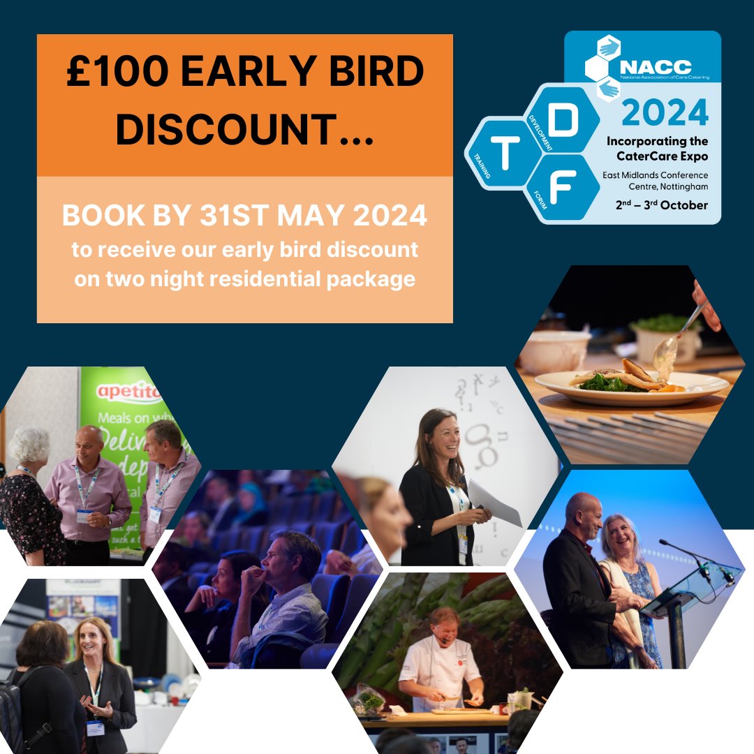 NACCCaterCare's tweet photo. 🚨 LAST DAY TO SECURE YOUR EARLY BIRD DISCOUNT 🚨
Members | £455+VAT
Non-Members | £600+VAT
👇👇
https://t.co/zRzkZBivoR
#NACC2024 #TrainingandDevelopmentForum #Aspire #Empower #Innovate #TrainingForum https://t.co/Nybo71kxy5