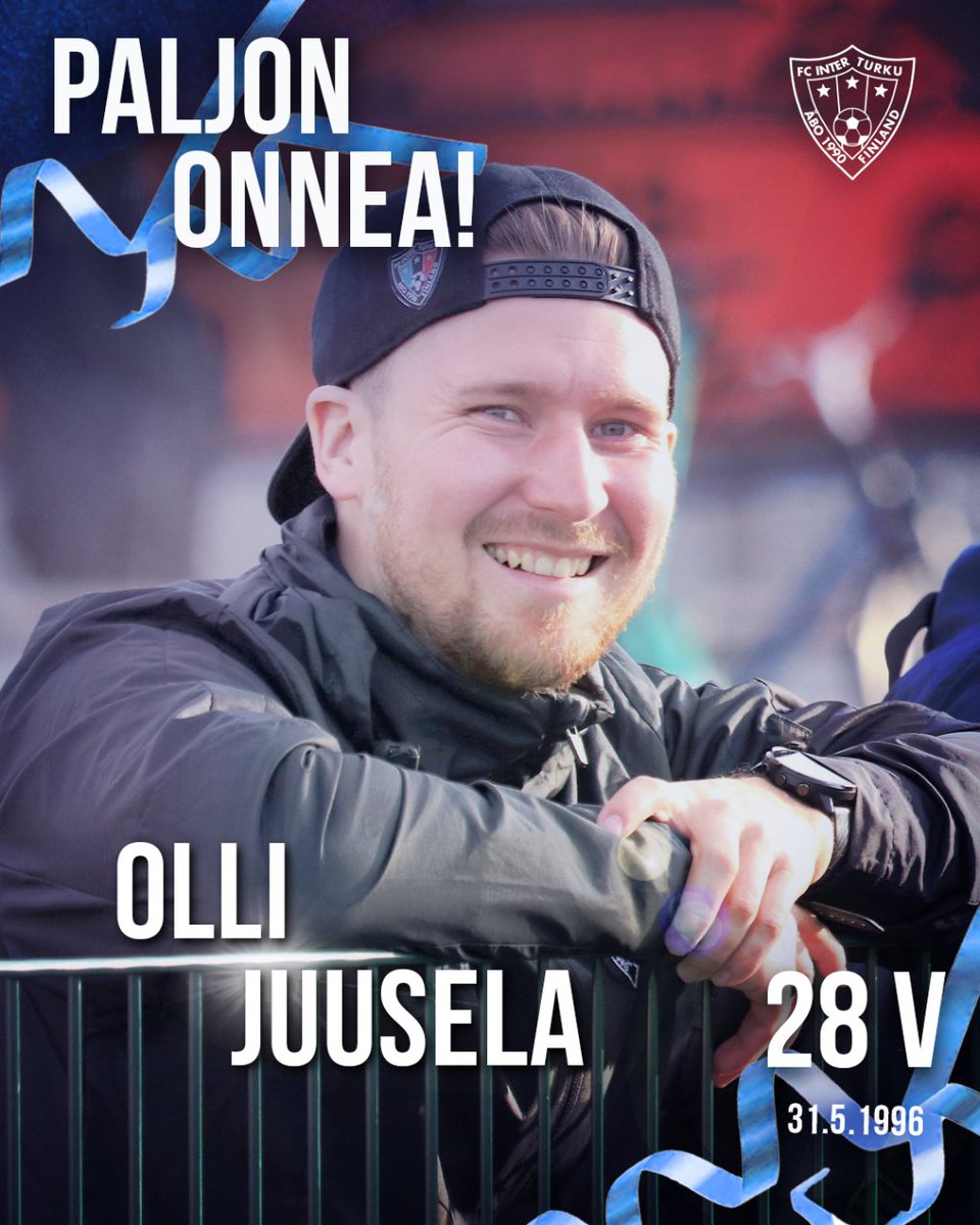 Lapsiurheiluvaiheen valmennuspäällikkö Olli
Juusela täyttää tänään 28 vuotta🎉

Paljon onnea Olli 🥳

#fcinterturku #veikkausliiga