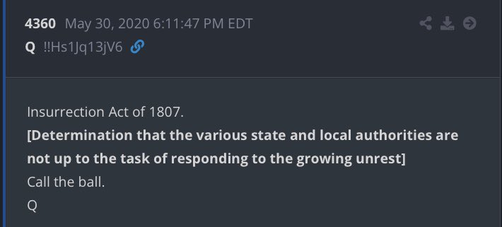 TheQNewsPatriot's tweet photo. Just so we’re clear, 31 days ago *to the day*, President Trump retruthed a meme of Melania Trump wearing TruthSocial-colored sunglasses, w/ a message that said “Do It Q!”

Q-Drop 4360, May 30, 2020 (exact 4-year delta to today’s conviction):
“Insurrection Act of 1807.
[Determination that the various state and local authorities are not up to the task of responding to the growing unrest]
Call the ball”
Q

 - Timestamp on Q4360 — 6:11:47pm EDT (6:11 mirrored on one-side is 9:11)
- Trump TruthSocial video post from today, immediately after verdict: 35s long
- Date of Q Drop 35 — Nov(11) 01, 2017
- (11) __ (1+2+0+1)7=(4)7 --> 11(4)(7)

NY Trump trial jury deliberations took *11* hours to complete?
Trump campaigning publicly to be 47th POTUS?

Statistically impossible?
Do you believe in coincidence?
#DarktoLight #Truth #MAGA #Q #WWG1WGA