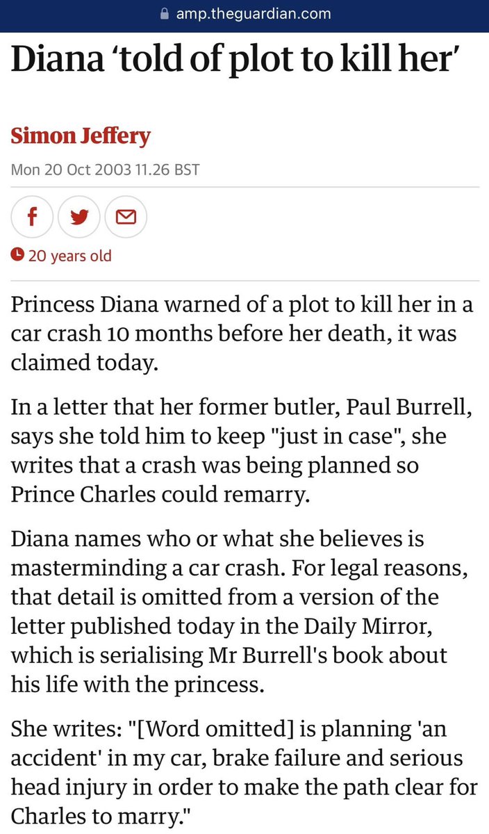 A letter from Diana resurfaced 21 years ago, written 10 months before she died, in which she wrote about a plot to kill her in a car accident.

The idea that it is ludicrous to question how that family treats their princesses, is unfounded.

THIS question is not: #WhereIsKate.