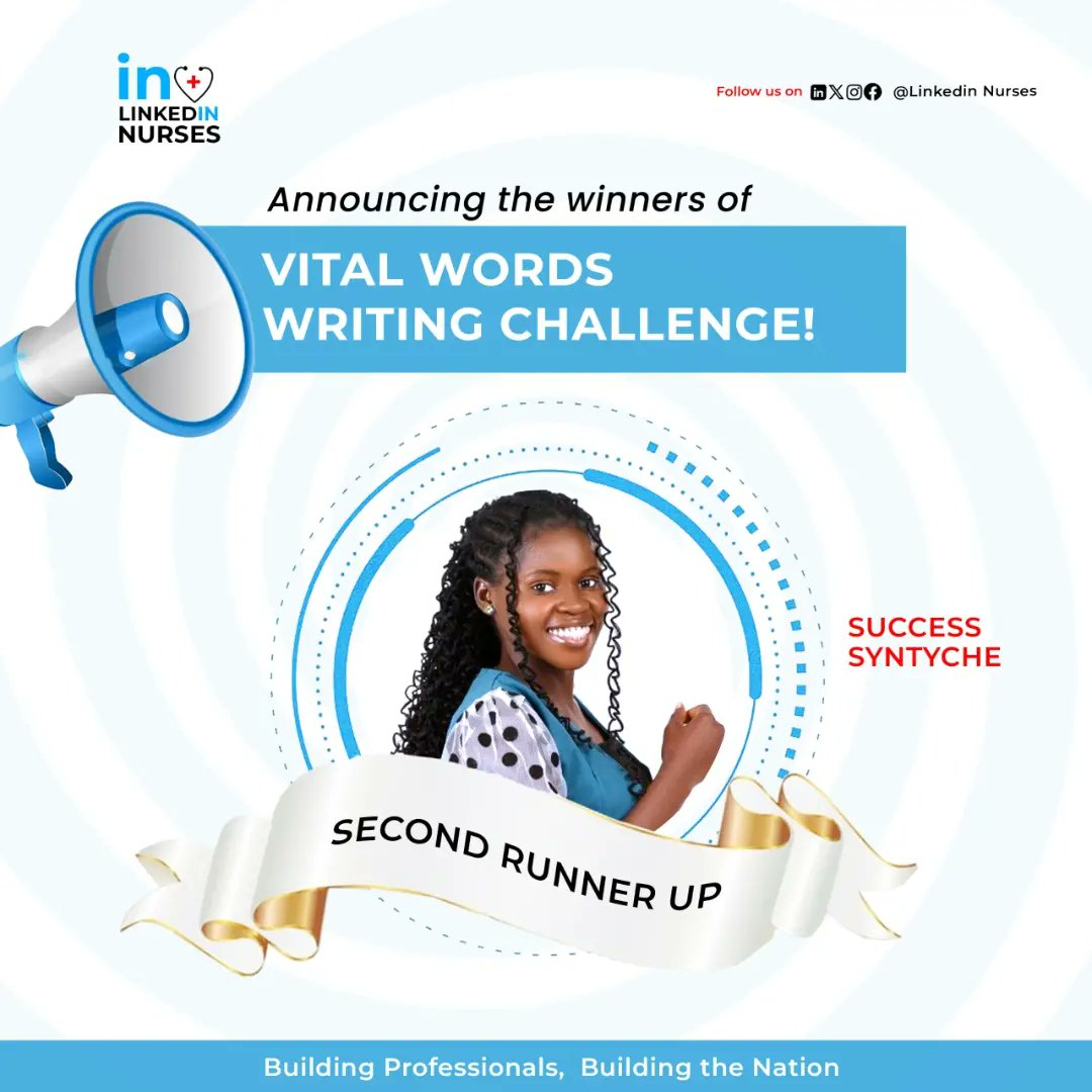 LinkedInNurses's tweet photo. Announcing our top winners for the just concluded Linkedin Nurses writing challenge - Vital words!

After careful consideration and evaluation of all the wonderful entries, our judges have selected the top stories that truly captivated our hearts and minds. https://t.co/IwUKVYIDSw