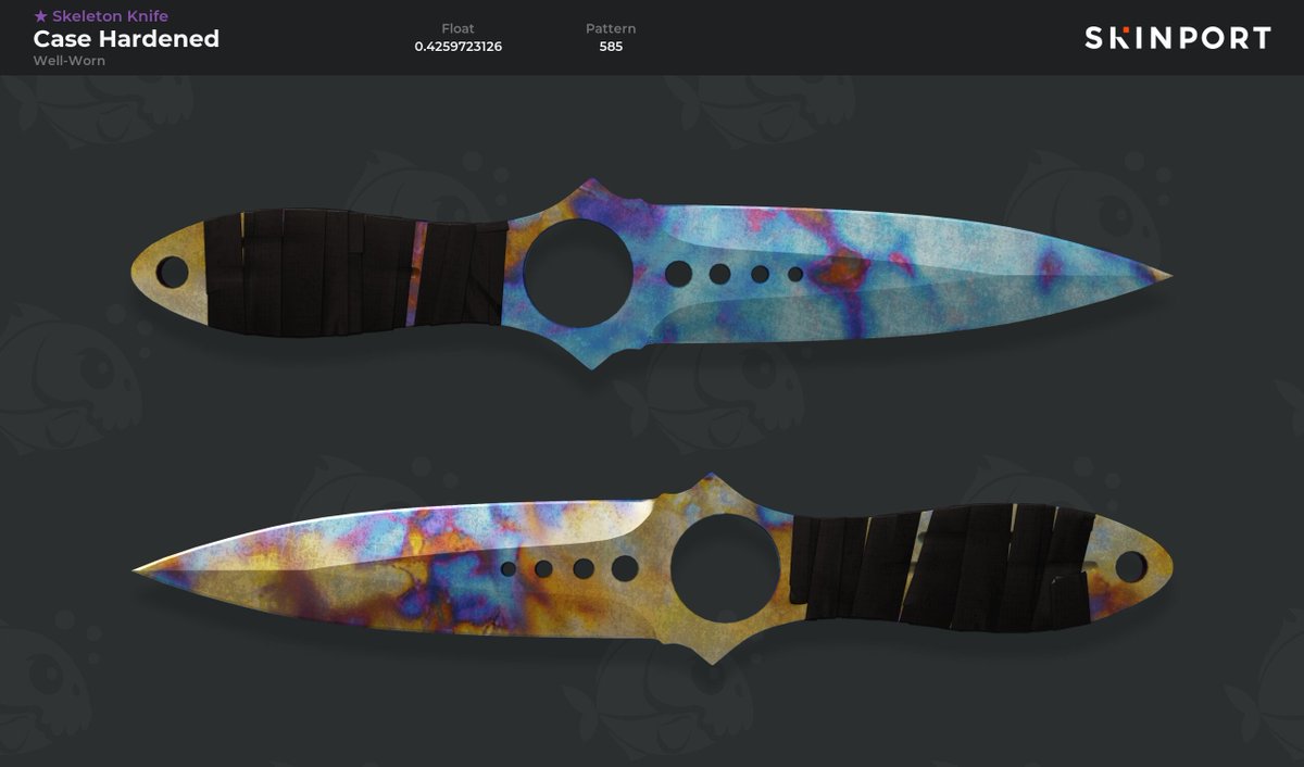 ★ Skeleton Knife | Case Hardened (Well-Worn)

Float: 0.43
Pattern: 585

Contact: steamcommunity.com/profiles/76561…