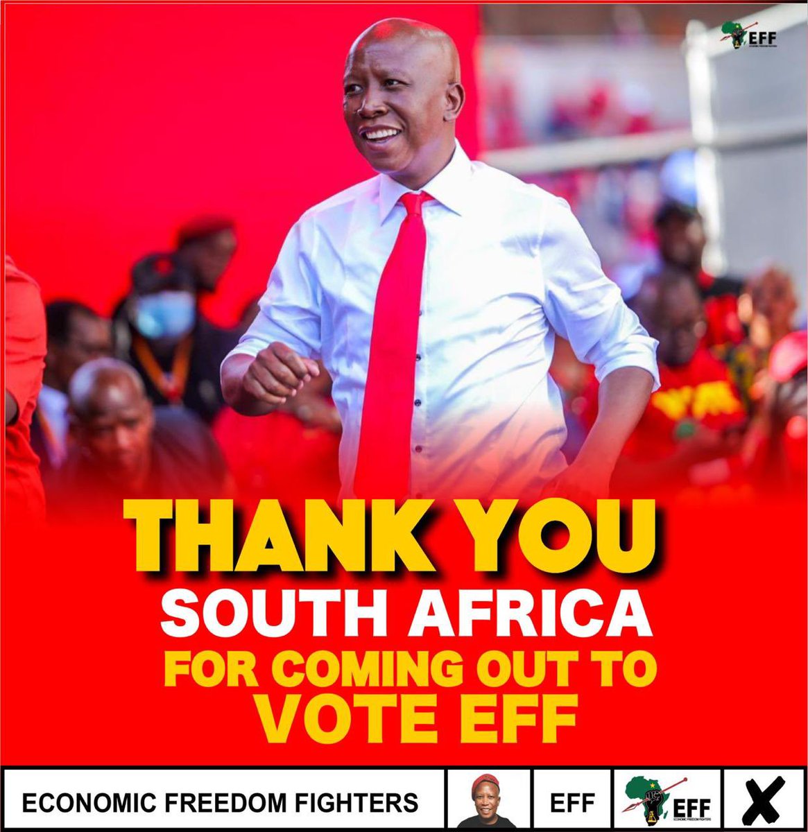 We extend our deepest appreciation to you the people of South Africa, for your continued support of the EFF. A special thank you to the dedicated ground forces, Commissars, party agents and all volunteers of our revolutionary movement. We accept this mandate with humility and are