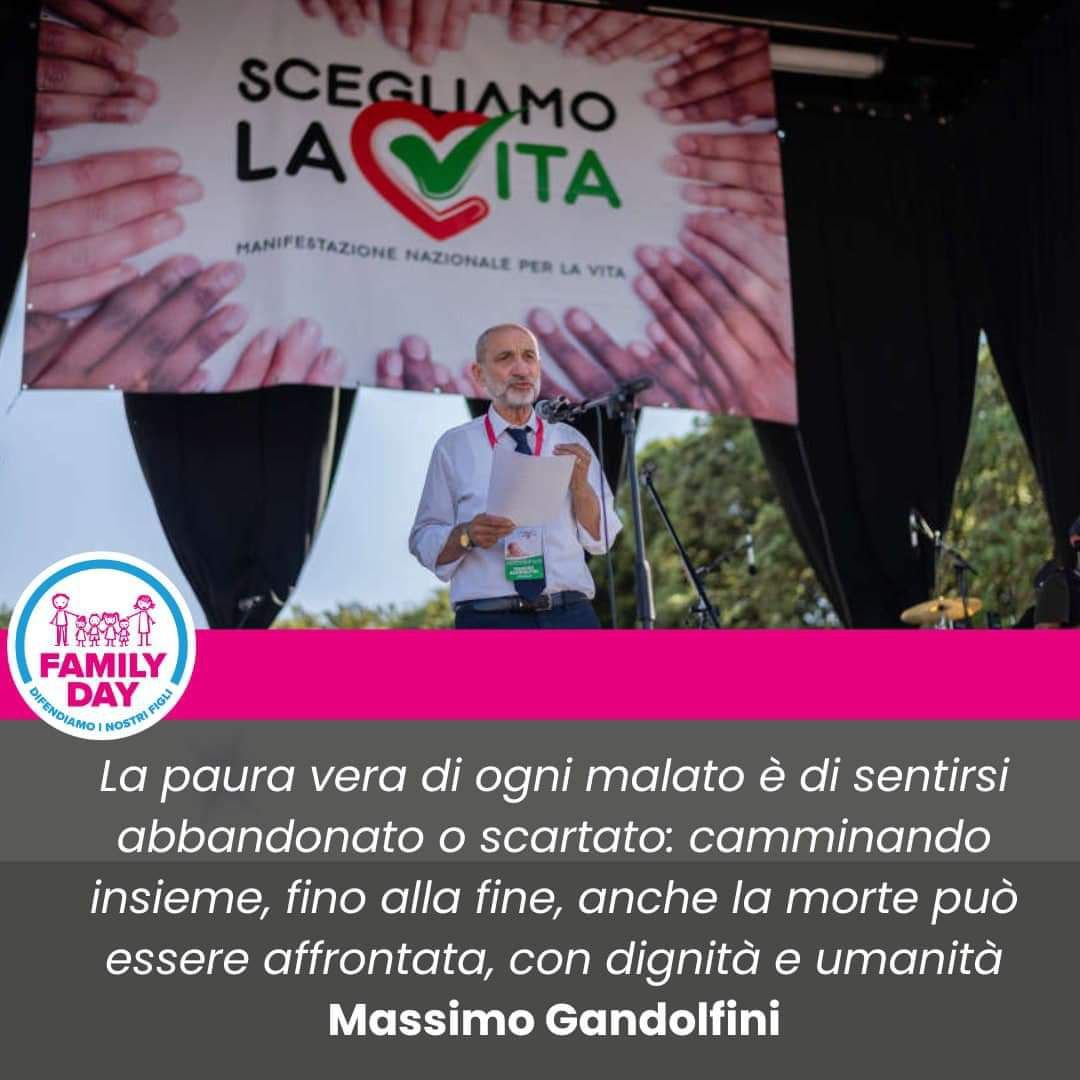 Massimo #Gandolfini:
'La paura vera di ogni malato è di sentirsi abbandonato o scartato: camminando insieme, fino alla fine, anche la morte può essere affrontata, con dignità e umanità'
#NoEutanasia
#NoSuicidioAssistito
#ScegliAMOlaVITA
#22giugno #Roma