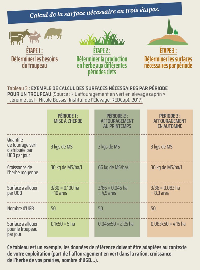 Comment calculer la surface nécessaire pour l'affouragement en vert durant l'année ? Cet exemple vous guide en trois étapes pour estimer vos besoins.

📖 Le pdf du guide sur l'affouragement en vert est sur notre site : afpf-asso.fr/guide-affourag…