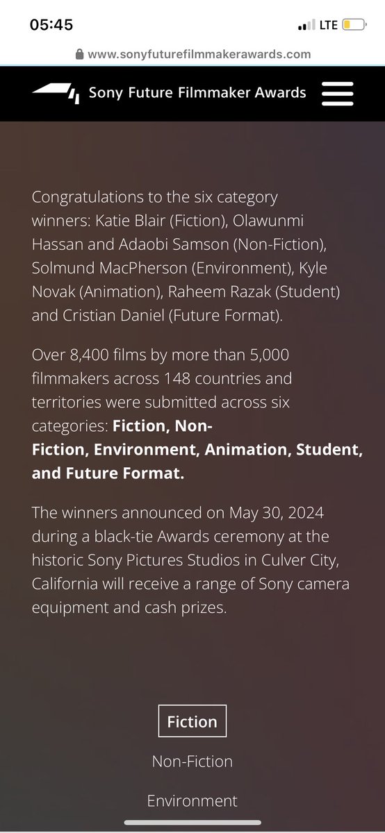 adasam_xo's tweet photo. I’m officially the First AFRICAN TO WIN THE @SonyFFAwards Non-Fiction category with my co-Director @bigwumz 

I’m so grateful and excited, thankful for the blessings and what the future holds.

Shoutout to my team, they Really outdid themselves. 

This is the first of many 🙏 https://t.co/GZVyLwJO9o