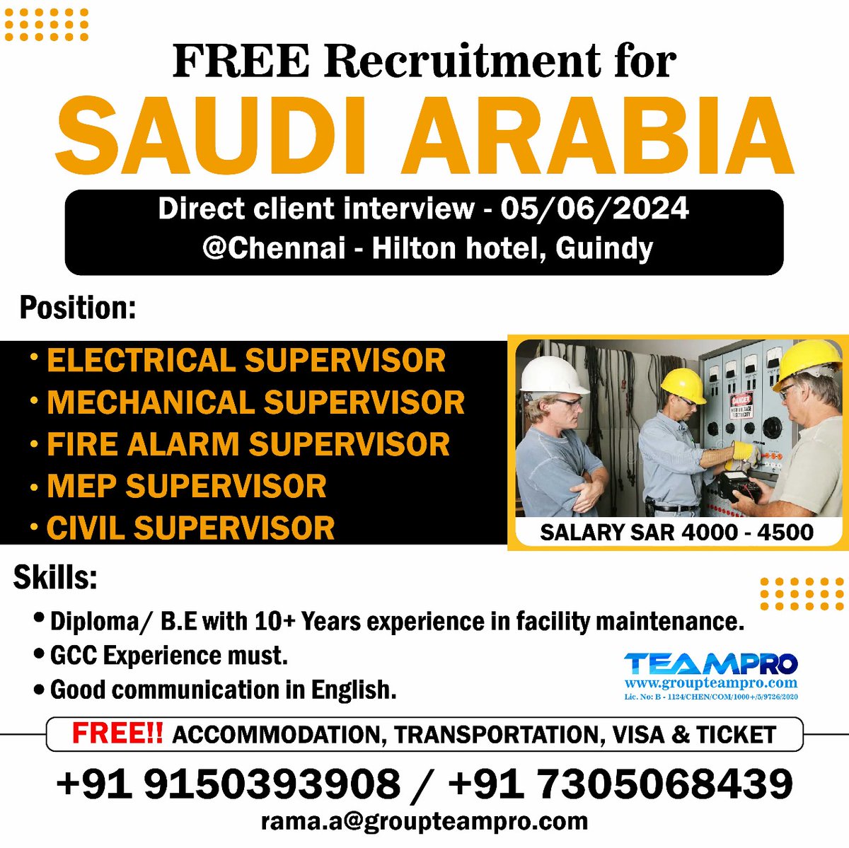 #freerecruitment #saudijobs #saudijobseekers #supervisor #electrical #mechanical #firealamr #maintenancesupervisor #facilitymaintenance #immediatejoiners #directinterview #shortlsitingunderprogress