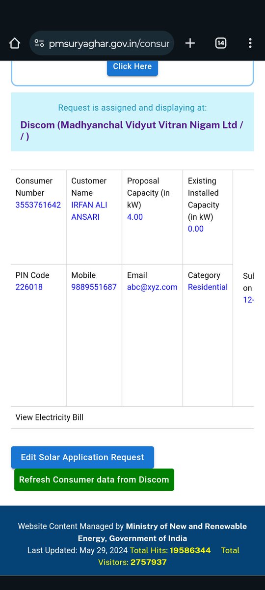 dixitpeeyush's tweet photo. @PMSuryaGhar @mnreindia @UPPCL @UPPCLLKO @PMOIndia @UPGovt
@myogioffice  Dear team,

We have struggling over a month for a short correction, it's not happening. The site is not working since 27th April.
This issue is across pan India. Huge blow to PM vision for renewable energy. https://t.co/7XBOI68v0Y