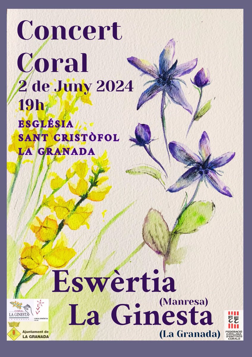 eswertia's tweet photo. Diumenge visitarem La Granada per a completar l'intercanvi amb la coral La Ginesta. Quines ganes! 🥳

Salut! 🌺
#Eswèrtia #CECB #Intercanvicoral #LaGinesta #LaGranada https://t.co/x7wAXzpczq