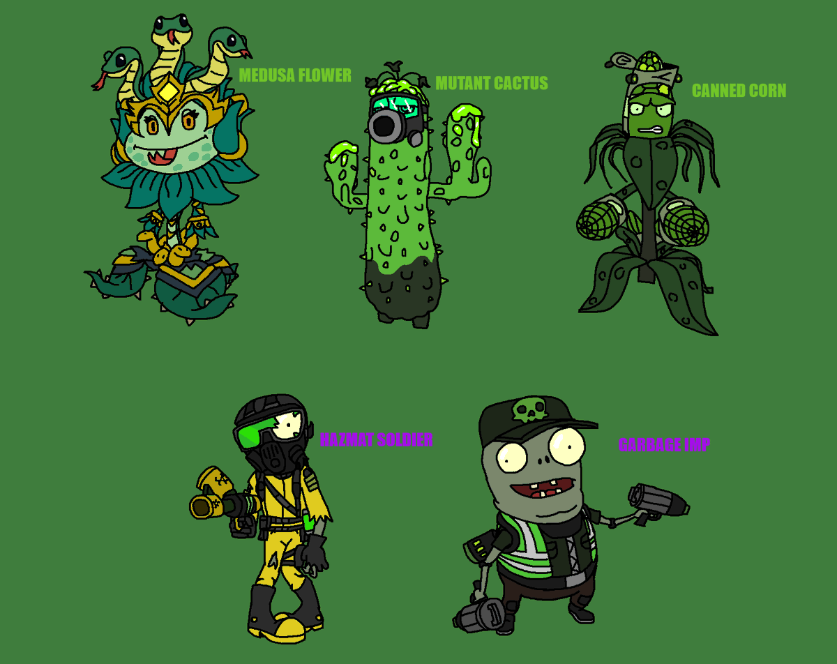 I Made the Toxic Variants for Sunflower, Cactus, Kernel Corn, Foot Soldier, and Imp.

#PvZ #PlantsVsZombies #Sunflower #Cactus #KernelCorn #FootSoldier #Imp #Variants #FanArt #DigitalArt #Toxic