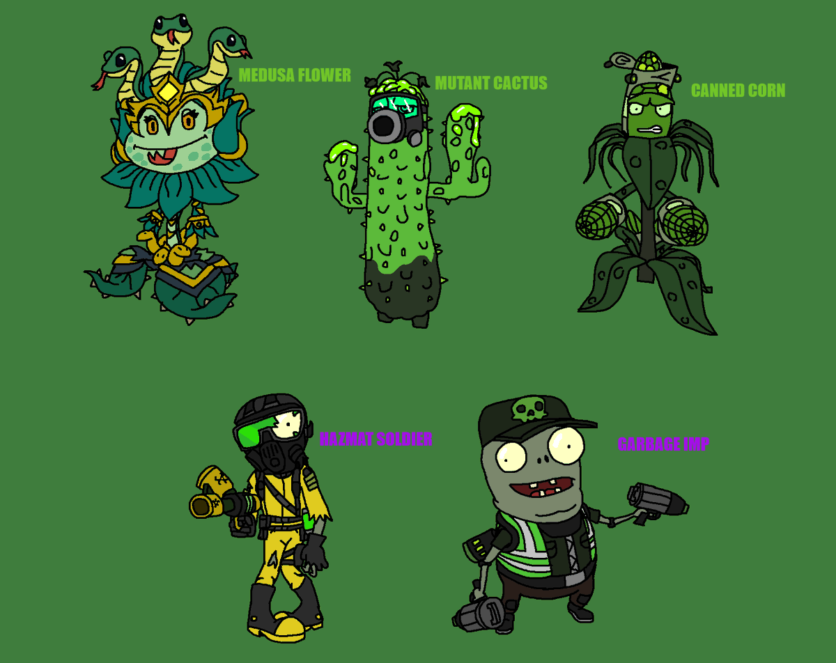 Dr_Mason_Dark's tweet photo. I Made the Toxic Variants for Sunflower, Cactus, Kernel Corn, Foot Soldier, and Imp.
#PvZ #PlantsVsZombies #Sunflower #Cactus #KernelCorn #FootSoldier #Imp #Variants #FanArt #DigitalArt #Toxic https://t.co/OOcysHoEGg
