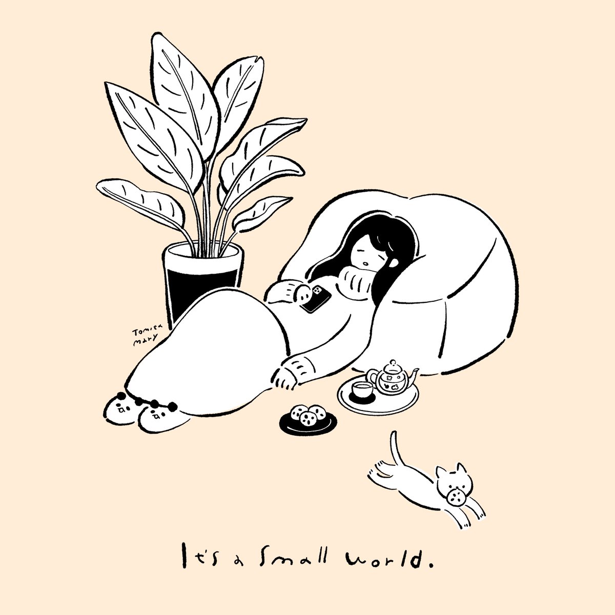 「私は、カラフルな絵も描いていたのですが、自分がどんな作家になっていきたいか考えた」|冨田マリー🦙個展at高円寺CLOUDS【4/11~4/23】のイラスト