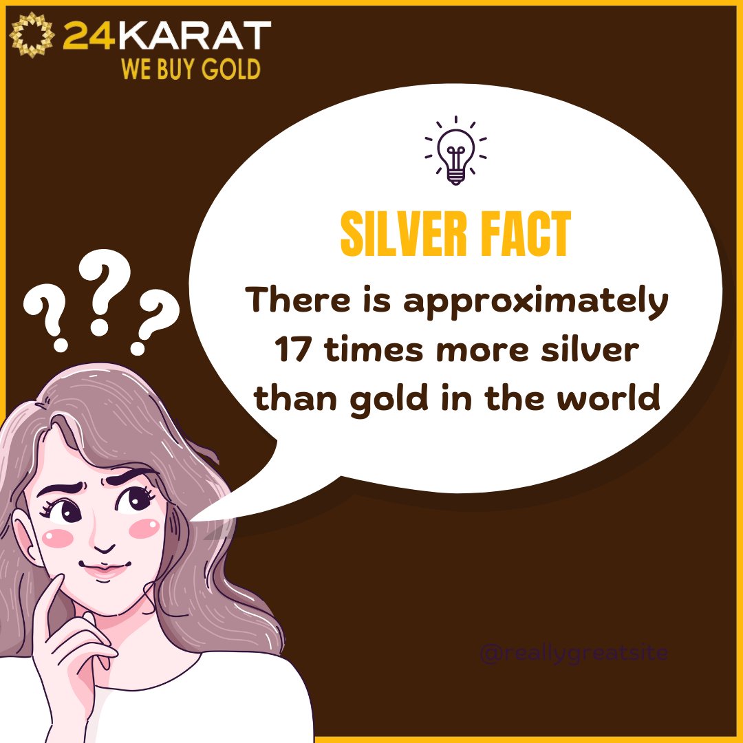 There is approximately 17 times more silver than gold in the world.

#silver #silverjewelry #silverjewellery #silverjewelry #didyouknowfacts #sellgoldcoins #sellgold #sellgoldforcash #webuygold #24karatwebuygold