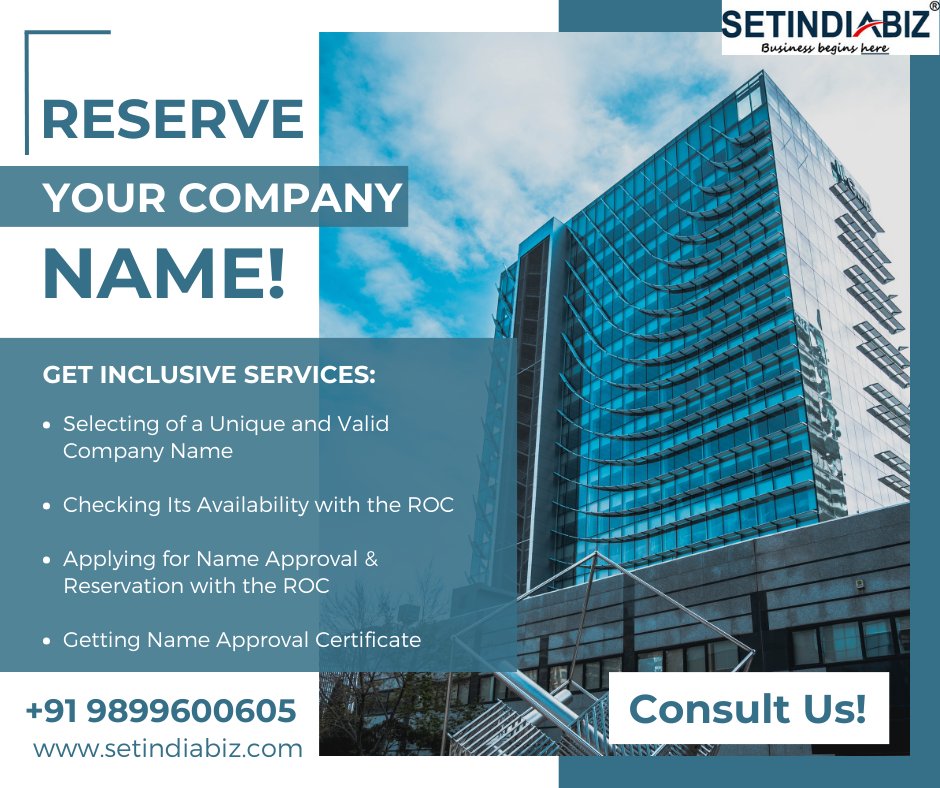 setindiabiz's tweet photo. Starting a New Company &amp; Confused About Its Name?
We’ll Help You Decide!
For Detailed Consultation, reach us @ https://t.co/7SgsMzZrRx  

Know more about us @ https://t.co/3wjjCfCQNS  
#reservecompanyname #companynameapproval #setindiabiz https://t.co/0NoYKfpo0E