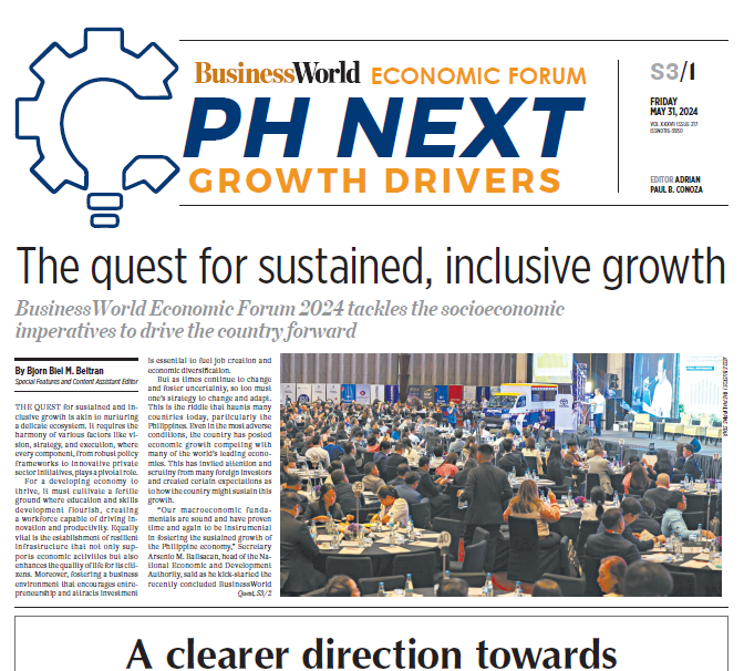 abconoza_BW's tweet photo. Our three-section post-event coverage of #BusinessWorldEcoForum is out on today's issue of @bworldph. Check it out! 🗞#PHNextGrowthDrivers https://t.co/0GsnSGZxxo