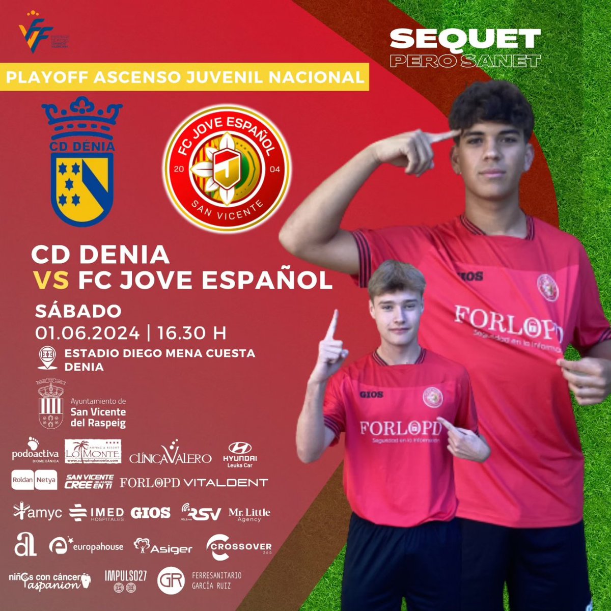 jovesanvicente's tweet photo. ⚫🔴 A POR LOS PLAYOFF‼️
🆚 Atzeneta UE
📈 Ida semifinal playoff a 2ARFEF
🏟️ Estadio el Regit (Atzeneta)
⏰ 18:30h
🆚 Denia
📈 Ida playoff final ascenso a nacional
🏟️ Estadio Diego Mena (Denia)
⏰ 16:30h
#VAMOSJOVE
#COMPETIDORESNATOS
#sanvicentecreeenti https://t.co/cFBEhGo3xq