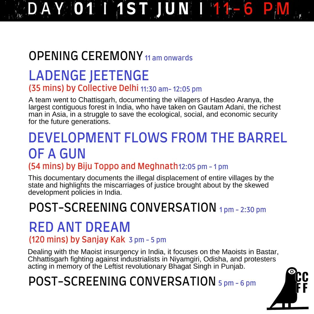 DelhiSourya's tweet photo. Join the Hope in the Dark film festival organised by friends from Camera Commune on 1-2 June, with Sanjay Kak, Biju Toppo and other directors. @COLLECTIVEDelhi film Ladenge Jeetenge, on #SaveHasdeo movt will also be shown here.

At Lilanoor Centre for Voice and Music, South Ex 2. https://t.co/QUBCbVkM5x