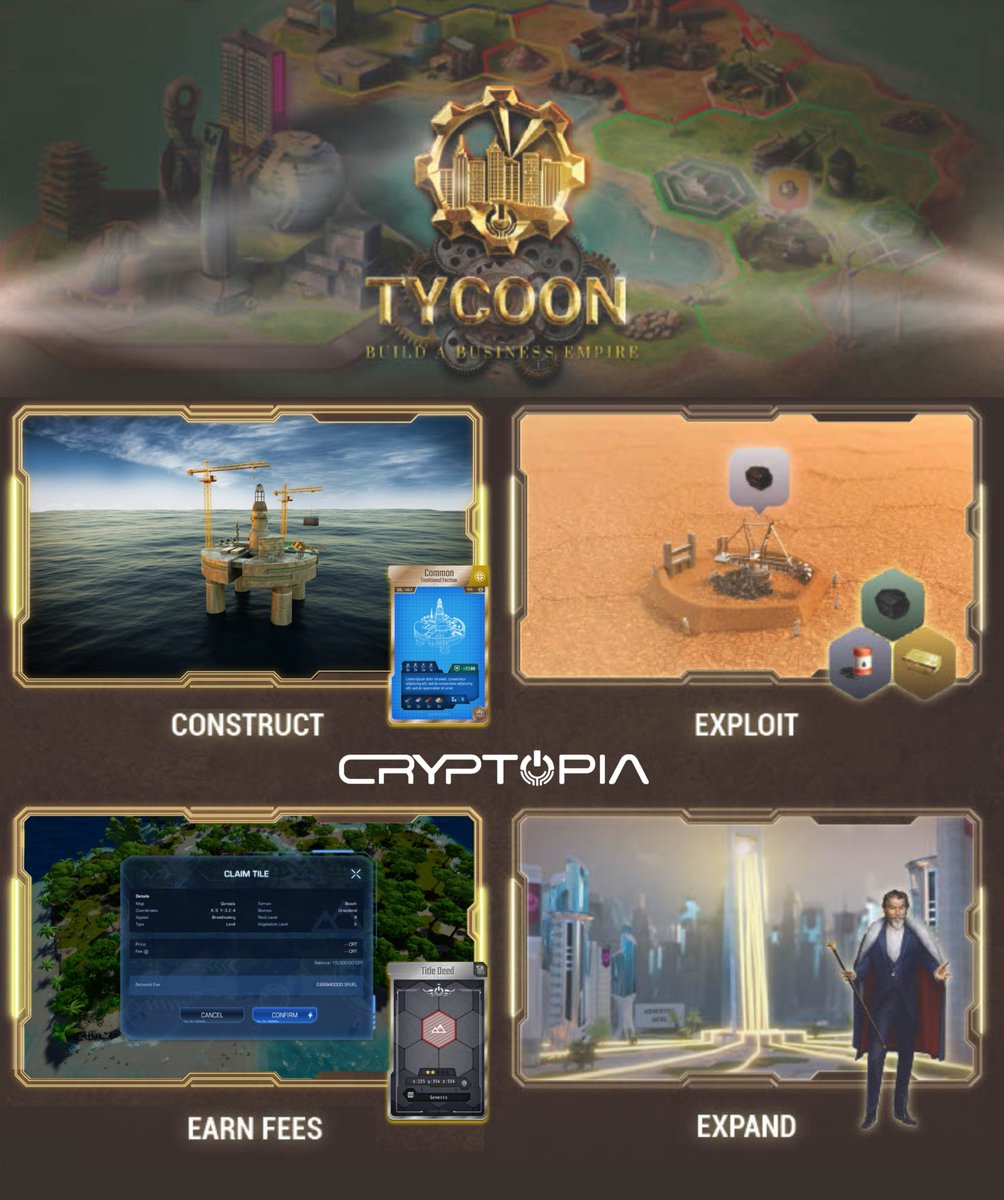 (1/7) 🚀 Become a DeFi magnate in Cryptopia! 🌐
Calling all aspiring moguls! Ever wanted to build your own empire powered by DeFi? Look no further than Cryptopia's Tycoon gameplay! Dominate the game, maximize your assets, and grow your influence! 🏰✨.

Here's how you can