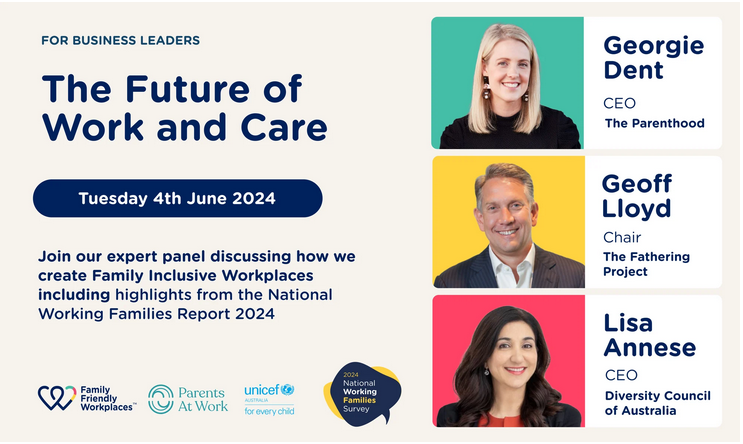 Join us on June 4th for an essential discussion on creating family-friendly workplaces! 
Our expert panel, including <a href="/georgiedent/">Georgie Dent</a>, Geoff Lloyd, and <a href="/LisaAnnese/">Lisa Annese</a>, will dive into the findings of the National Working Families Survey.
Book your free ticket: members.workfamilyhub.com.au/ffw-education-…