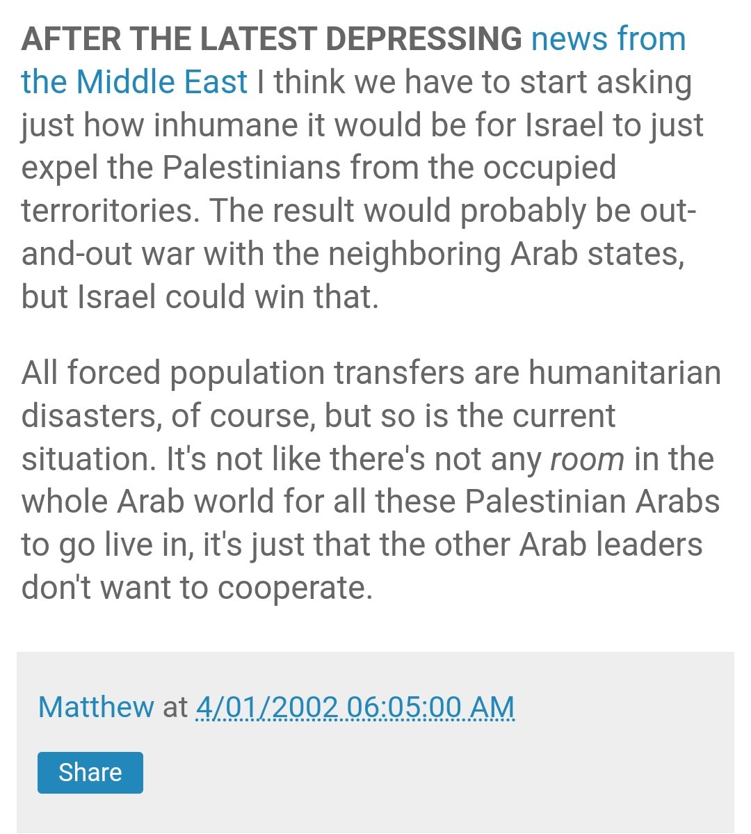 Coming up, Yglesias took a lot of leftist positions like Israel should just expel Palestinians under occupation.